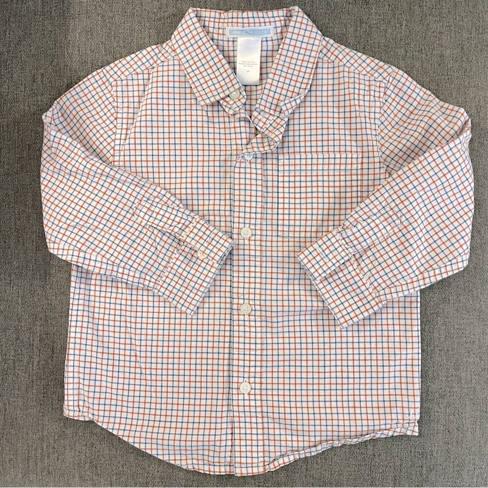 VGUC Red White and Blue Button Down Collar Shirt